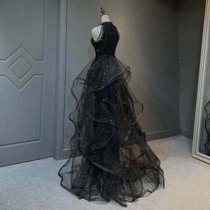 Black Dress, Light Luxury Party Dress, Sequined..