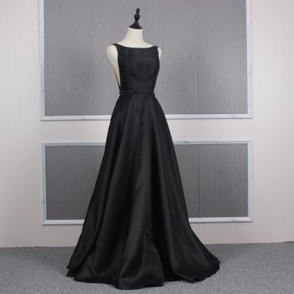 O-neck Evening Dress, Formal Party Dress, Black..