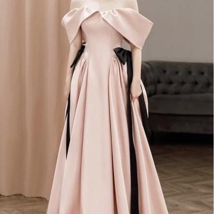 Pink Evening Dress, Chic Party Dress, Off Shoulde..