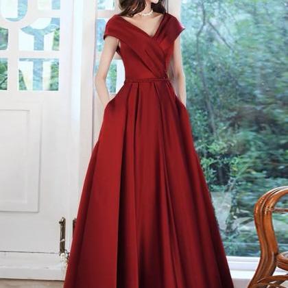 V-neck Evening Dress ,red Prom Dress,charming..