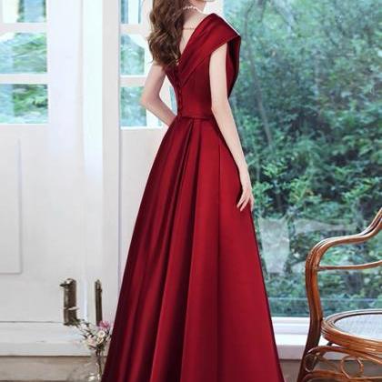 V-neck Evening Dress ,red Prom Dress,charming..
