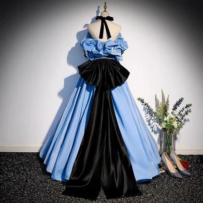 Blue Evening Dress,luxury Party Dress, Satin Prom..