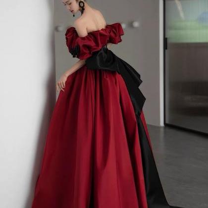 Red Evening Dress,luxury Party Dress, Satin Prom..