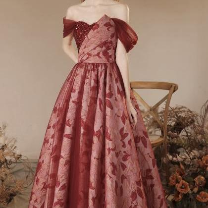 Strapless/off Shoulder Bridal Gown, Red Floral..