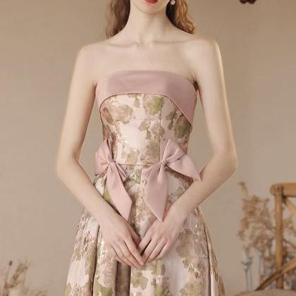 Pink Bridesmaid Dresses, Mid-length Satin Dresses,..