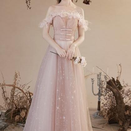 Spaghetti Starp Prom Dress, Pink Bridesmaid Dress,..