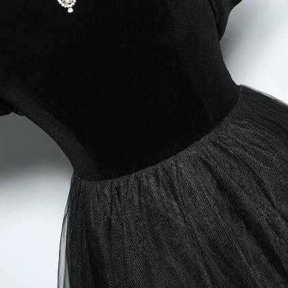 Black Party Dress,tulle Evening Gown,halter Neck..