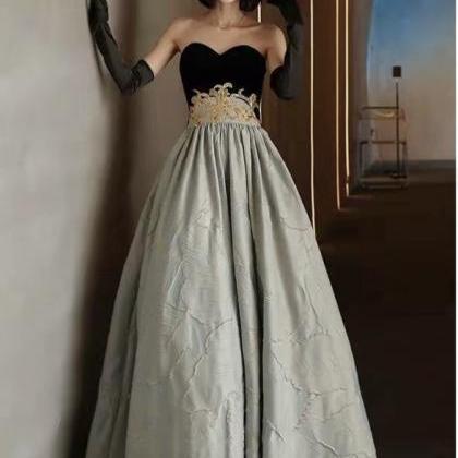 Strapless Prom Dresses, Gray Party Dresses, Luxury..