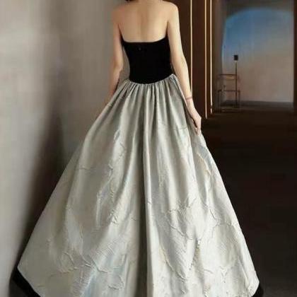 Strapless Prom Dresses, Gray Party Dresses, Luxury..