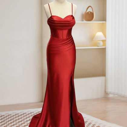 Glamorous Red Carpet-ready Silken Evening Dress..
