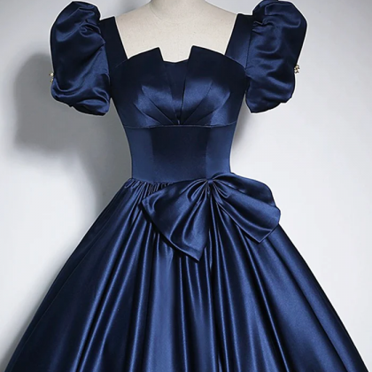 Majestic Royal Blue Satin Ball Gown