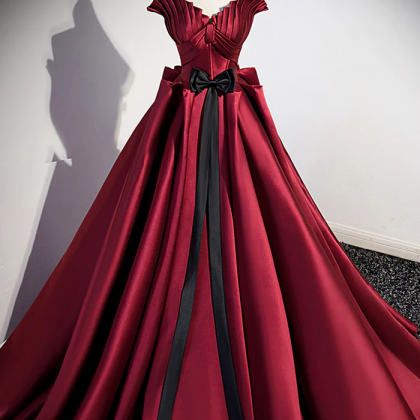 Regal Elegance Satin Gown With Velvet Accents