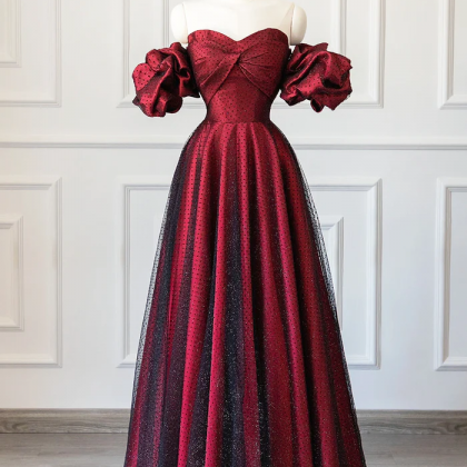 Sweet Burgundy Tulle Ball Party Dress 2019, Homecoming Dress