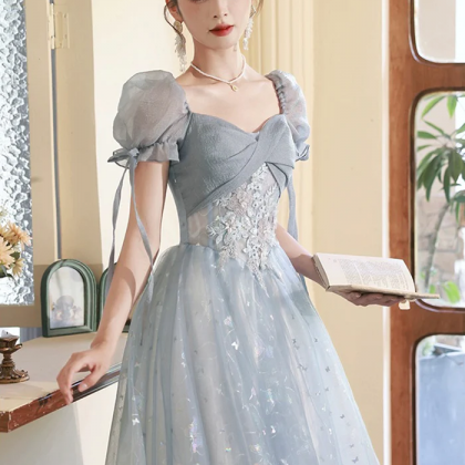 Beautiful Tulle Short Sleeves Formal Dress With..