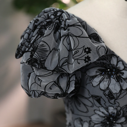 Beautiful Black Rhinestone Flower Prom Dress,..