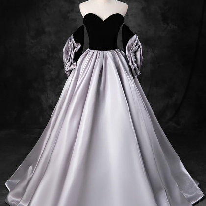 Enchanting Satin Ballgown With Puffed Sleeves
