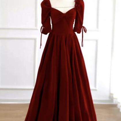 Charming A-line Velvet Long Party Dress, A-line..