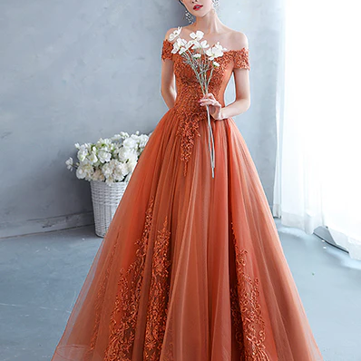 Off Shoulder Tulle With Lace Sweetheart Long..