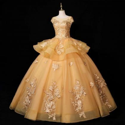Gorgeous Champagne Ball Gown Sweet 16 Gown With..