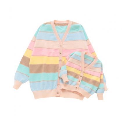Sweater Knit Cardigan, Rainbow Bright Sweater
