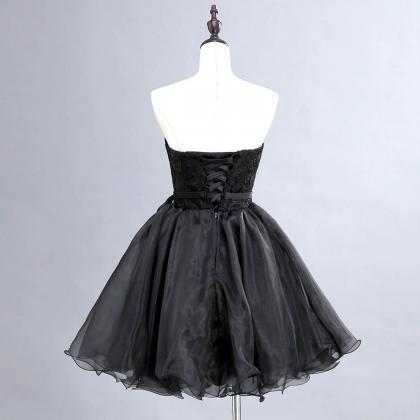 Black Dress,strapless Prom Gown,lace Homecoming..
