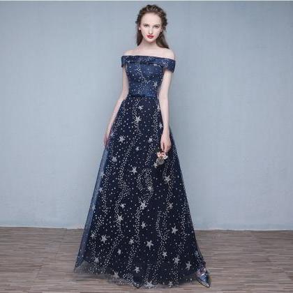 Starry Evening Gowns, Off-shoulder Prom Gowns,..