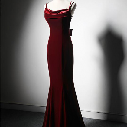 Spaghetti Strap Prom Dress, Red Evening..