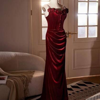 Spaghetti Strap Prom Dress, Red Evening Dress,chic..