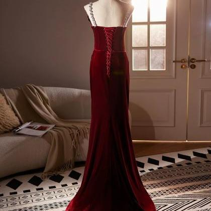 Spaghetti Strap Prom Dress, Red Evening Dress,chic..
