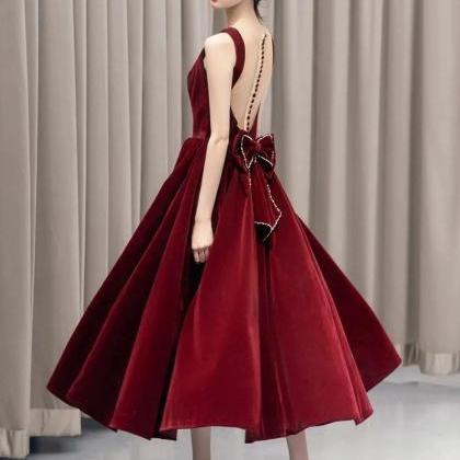 Sleeveless Prom Dress, Red Evening Dress,chic..