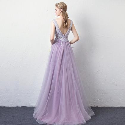 Purple Fairy Temperament V-neck Fairy Dress Long..