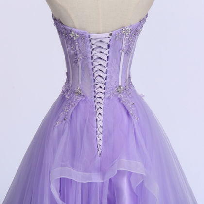 Sweet Banquet Lilac Lace Tulle Prom Dress, Long..