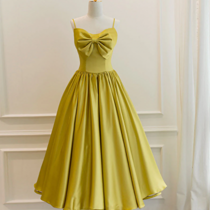 Cute Homecoming Dresses,simple Yellow Satin Tea..
