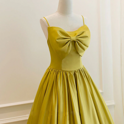 Cute Homecoming Dresses,simple Yellow Satin Tea..