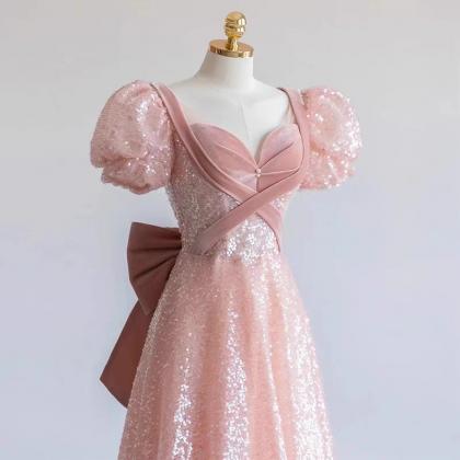 Pink Evening Dress, Glitter Prpm Dress, Princess..