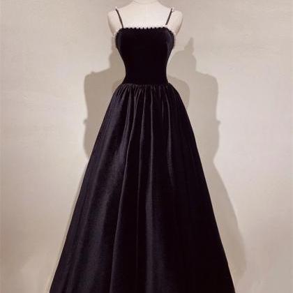Black Prom Dress, Spaghetti Strap Birthday Dress,..