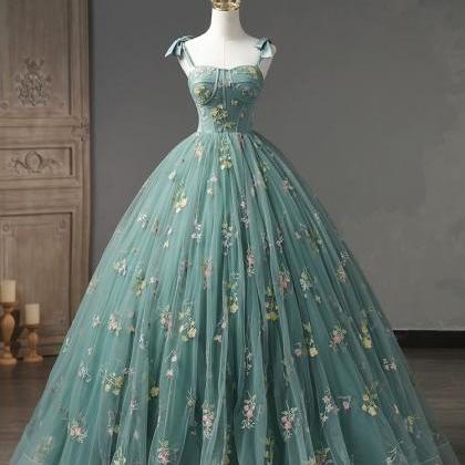 Princess Party Dress, Embroidered Puffy Ball Gown..