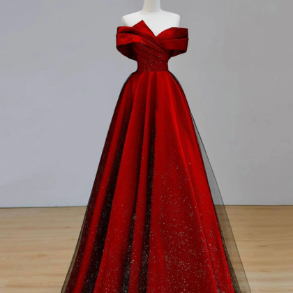 Red Long Prom Dress A Line Evening Gown,off..