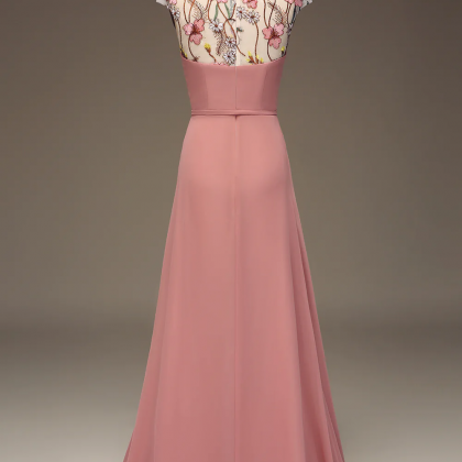 Chic Prom Dress,dusty Rose A-line Chiffon And..