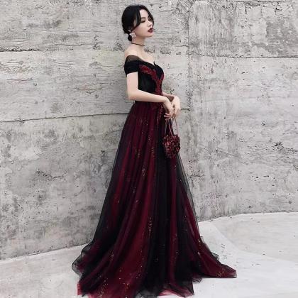 Elegant Prom Dress,burgundy Velvet Party Dress,..