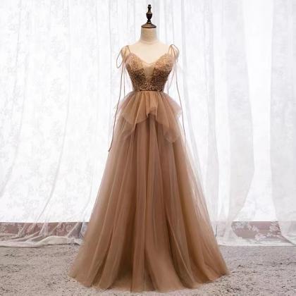 Straps Pary Dresses Champagne A-line Tulle Cute..