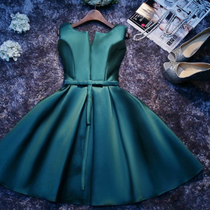 Shot Evening Dress Satin Green Cute Homecoming..