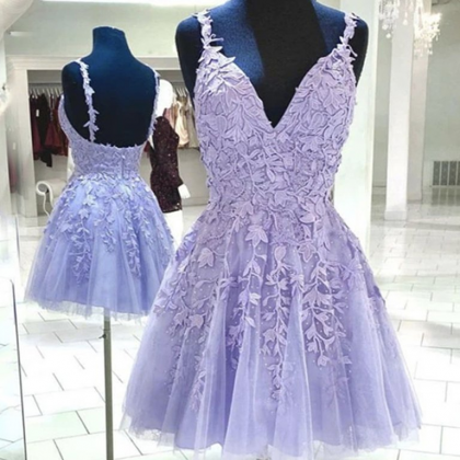 Elegant Sweetheart Straps Tulle Purple Prom Dress,..