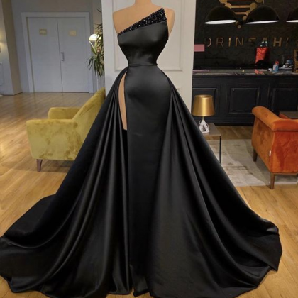 Black Prom Dresses, Vintage Prom Dress, Beaded..