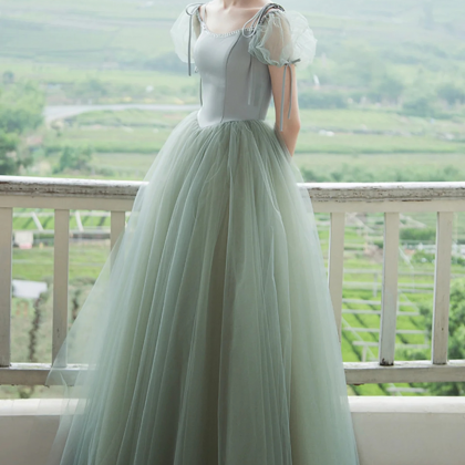 Fairy Green Tulle Short Sleeve Prom Cute..