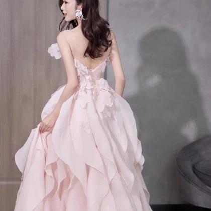 Luxury Sweet Flower Long Prom Dress,pink Party..
