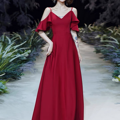 Red Formal Dresses Simple Elegant Off The Shoulder..