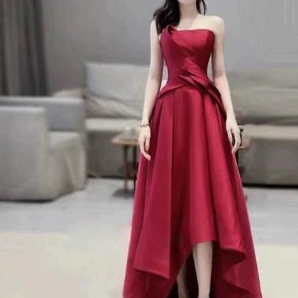 Sweetheart Neck Satin Prom Dress,strapless Red..