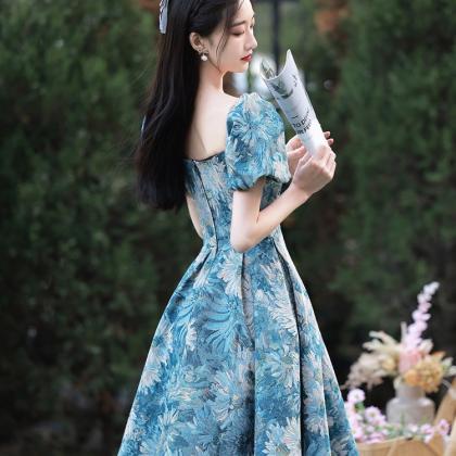 Blue Oil Painting Vintage Dress Sweet 16 Party..
