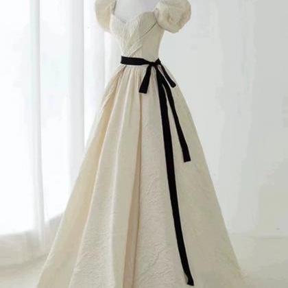 White Evening Dress, Luxury Party Dress, Jacquard..